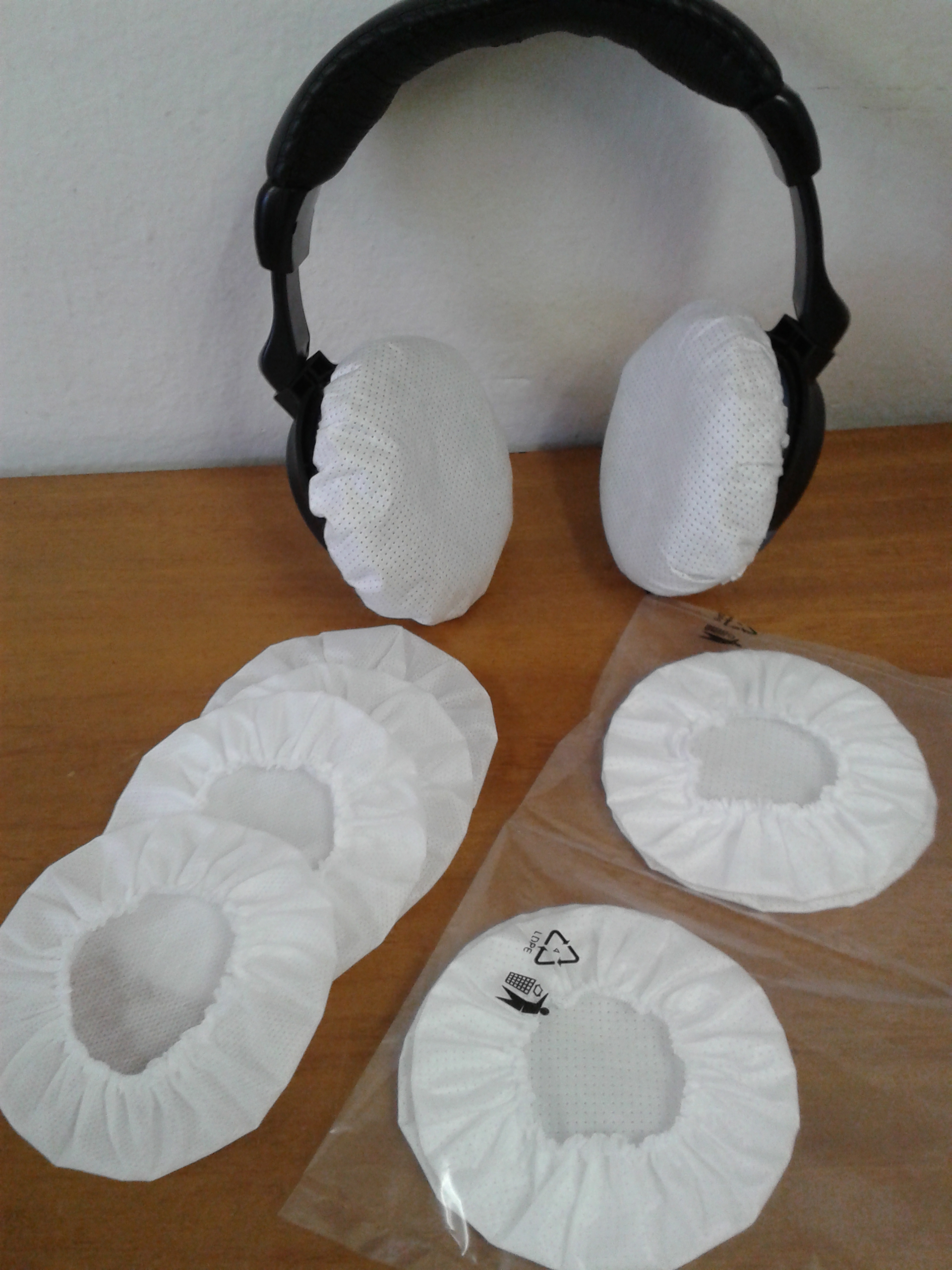 Sanitary pads on disposable headphones